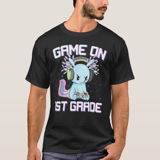 Game On 1st Grade Axolotl Gaming Back To School St T-Shirt (Vorderseite)