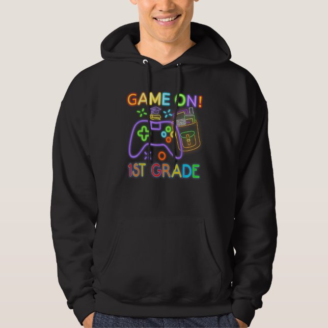 Game On 1st Grade Back To School 1st Grade Neon Vi Hoodie (Vorderseite)