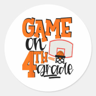 Game On 4th Grade Fun Sketll School T Shirt Runder Aufkleber