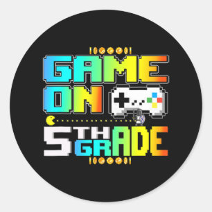Game on 5th Grad Gaming Video Gamer Back to Schoo Runder Aufkleber