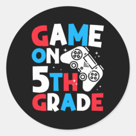 Game On 5th Grade Funny Birthday Boy Gaming Lover Runder Aufkleber