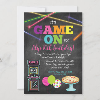 Game On Arcade Pizza Party Einladung