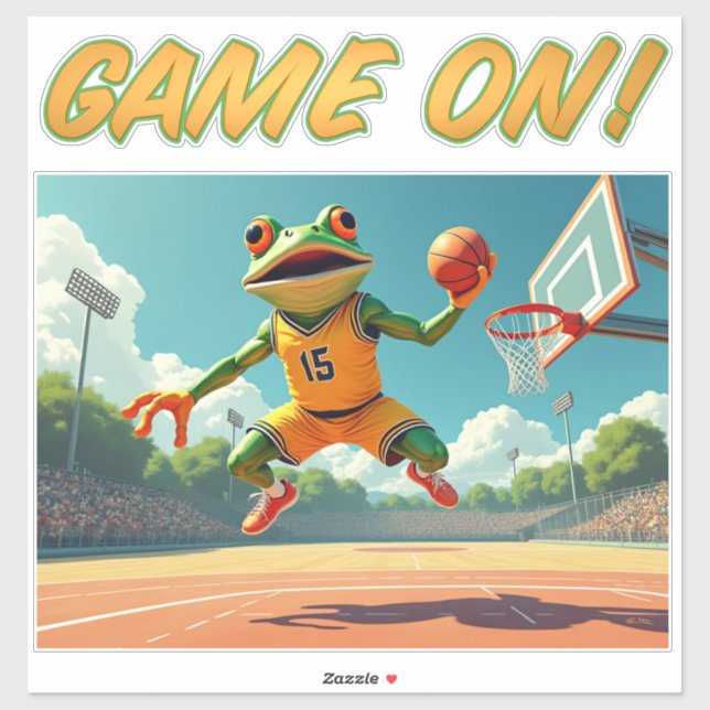 Game On Basketball Frosch Konturaufkleber Aufkleber (Blatt)