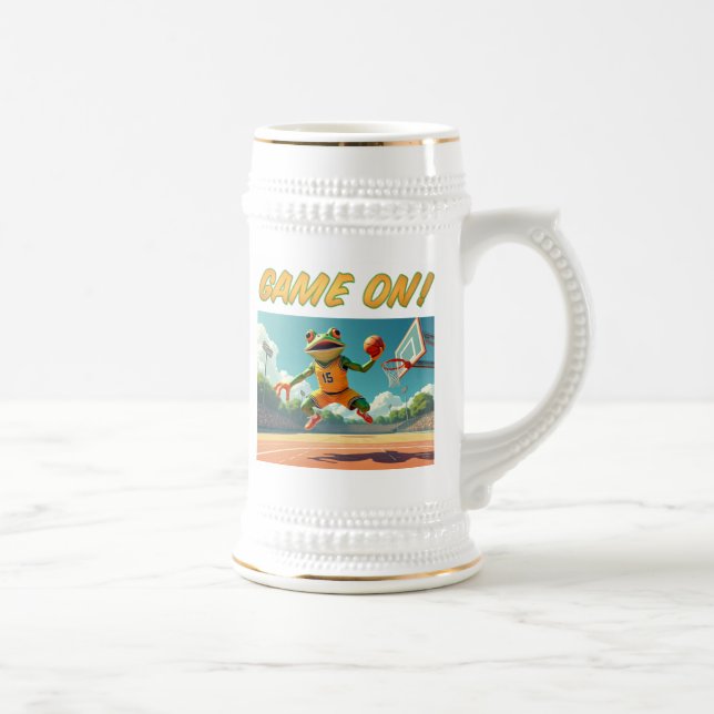 Game On Basketball Frosch verlassen Handstein Bierglas (Rechts)