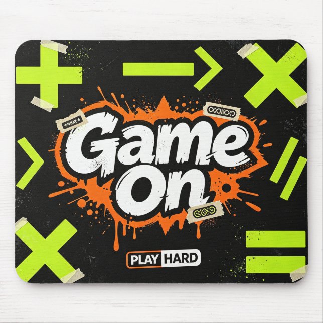 Game On Cool Graffiti Mathe-Symbole Gaming Büro M Mousepad (Vorne)