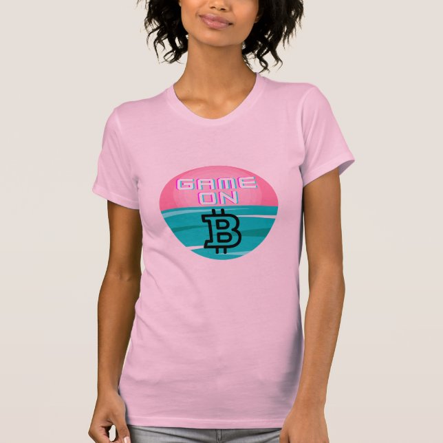 GAME ON crypto Tshirt gift gift bitcoin PINK (Vorderseite)