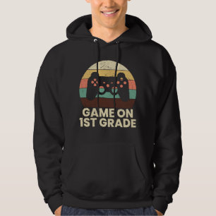 Game On First Grade School Lehrer Kid Crew Gamer Hoodie