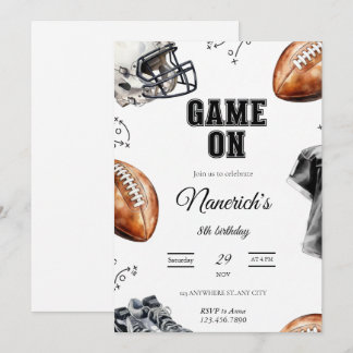 Game On Football Birthday Party Invitation Einladung