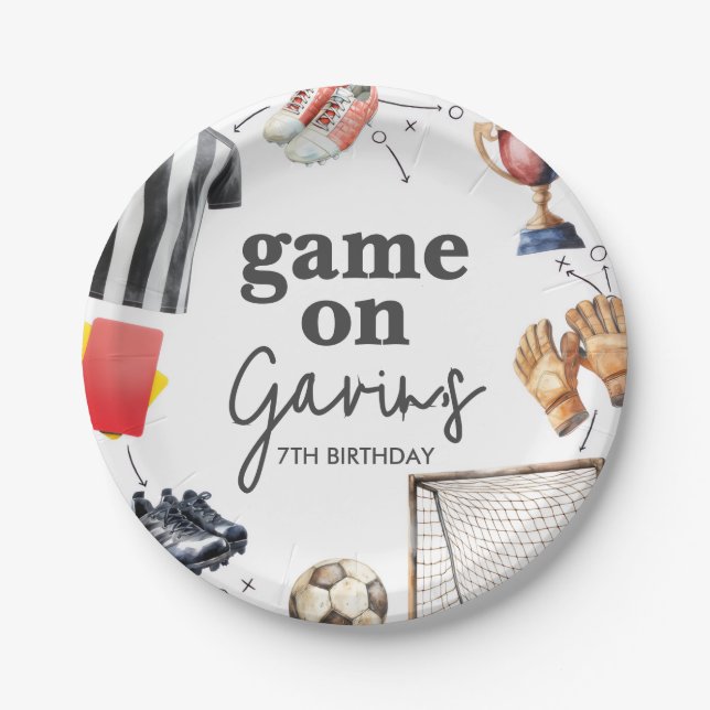 Game On Fußball-Geburtstag Pappteller (Vorderseite)