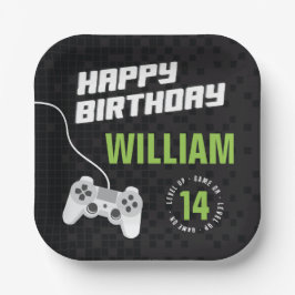 Game On Gaming Neon Green, jedes Alter Geburtstags Pappteller