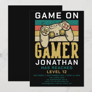 Game On Level Up Video Game Birthday Party Einladung