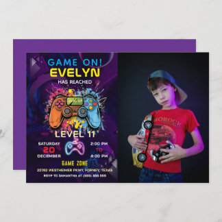 Game On Level Up Video Game Geburtstag Einladung