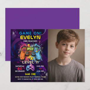 Game On Level Up Videospiel-Geburtstag Einladung