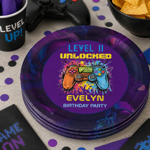Game On Level Up Videospiel-Geburtstag Pappteller