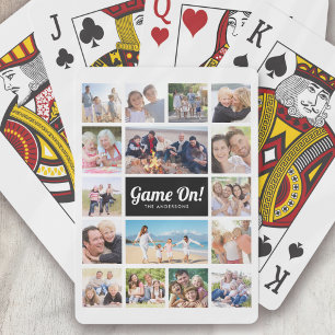Game On! Monogramm Retro Foto Collage 16 Bilder Spielkarten