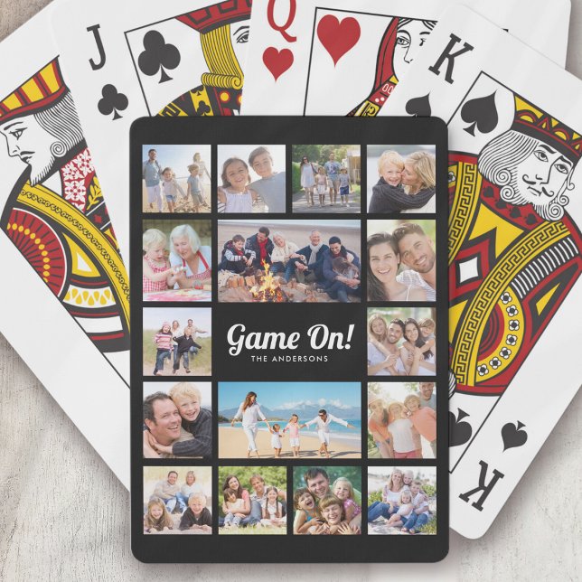 Game On! Monogramm Retro Foto Collage 16 Bilder Spielkarten (Von Creator hochgeladen)