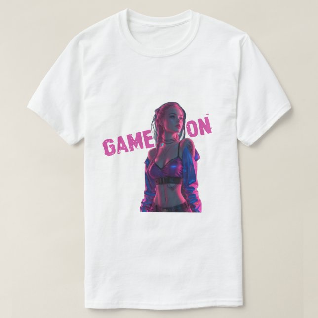 Game On Neon Gamer Girl T-Shirt (Design vorne)