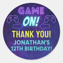 GAME ON! Neon-Gaming-Aufkleber – Jonathans 12. Geb