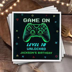 Game On Neon Video Game Kindergeburtstag Napkins Serviette