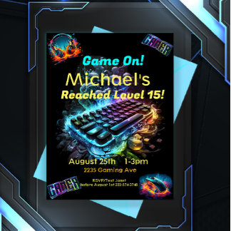 Game On, Next Level, Player One Video Game Einladung