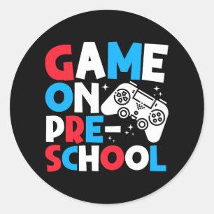 Game On Pre-School Grade Funny Birthday Boy Gaming Runder Aufkleber