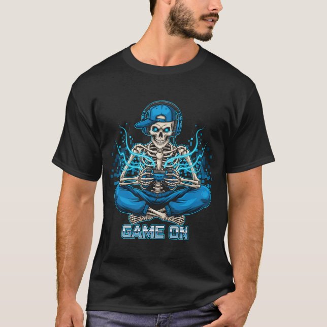 Game On Skeleton Gamer T - Shirt | Funny Video Gam (Vorderseite)