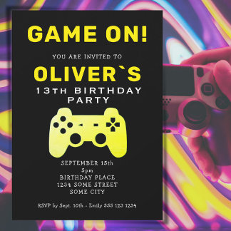 Game On Video Game Controller Gaming Geburtstag Einladung