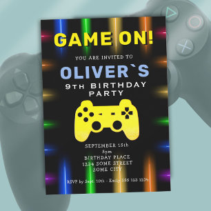 Game On Video Game Controller Gaming Geburtstag Einladung