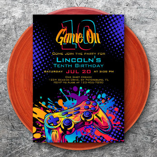 Game On Video Game Controller - Geburtstag Einladung