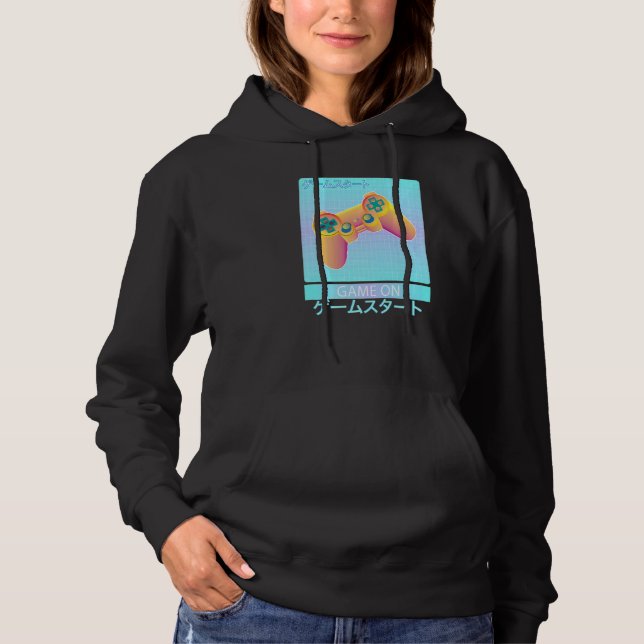 Game On Video Game Controller Retro Vaporwave japa Hoodie (Vorderseite)