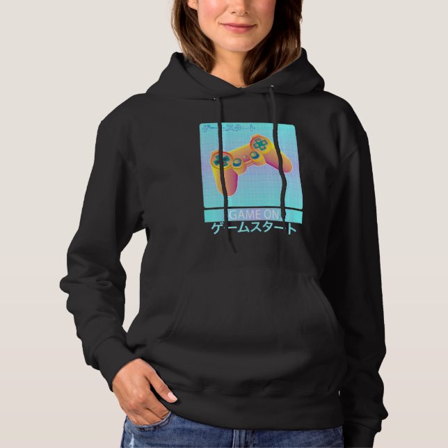 Game On Video Game Controller Retro Vaporwave japa Hoodie (Vorderseite)