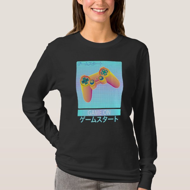 Game On Video Game Controller Retro Vaporwave japa T-Shirt (Vorderseite)