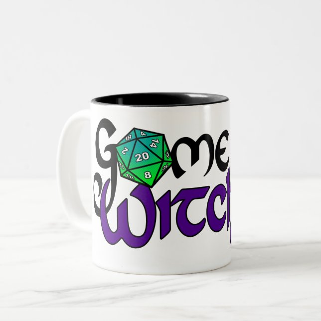 Game On WITCHES - Schwarzer Text - 11oz-Tasse Zweifarbige Tasse (Vorderseite Links)