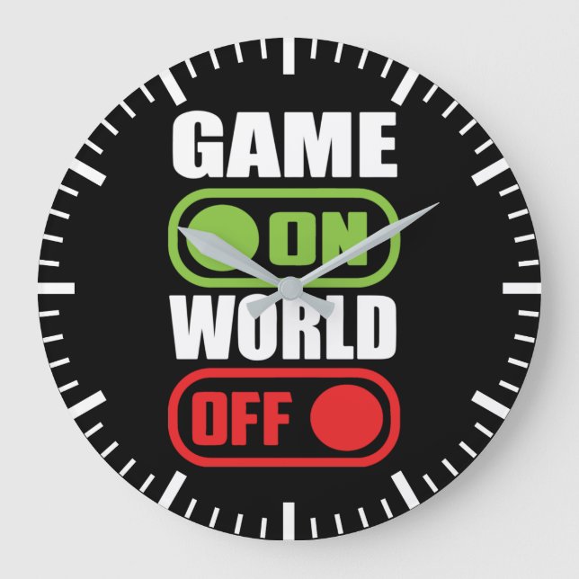 Game On, World Off - Funny Video Gamer, Gaming Große Wanduhr (Vorderseite)