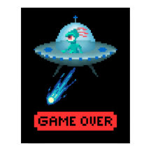 'Game Over' Alien Flying UFO-Raumschiff, Pixel Art