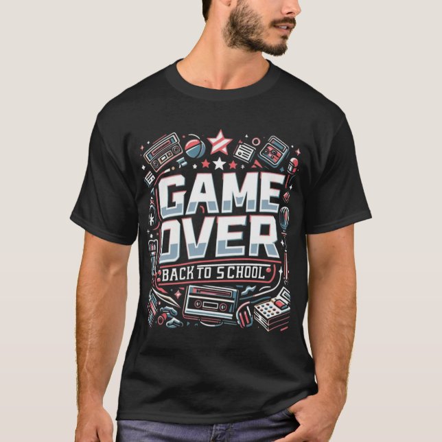 Game Over, Back to School: Retro Vibes T-Shirt (Vorderseite)
