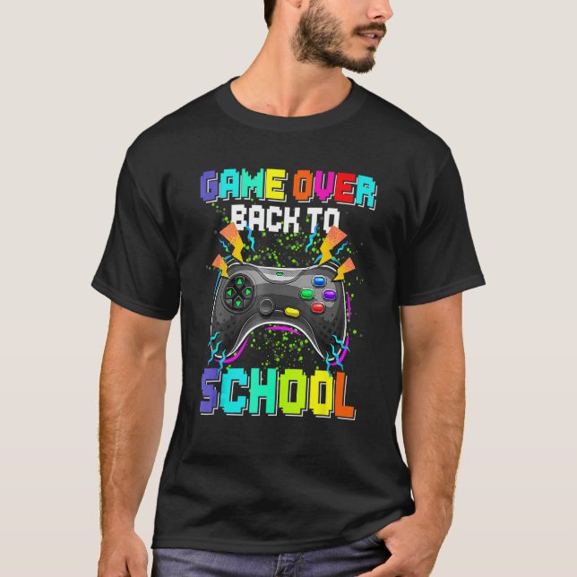 Game Over Back To School Video Game Leveled Up Boy T-Shirt (Vorderseite)