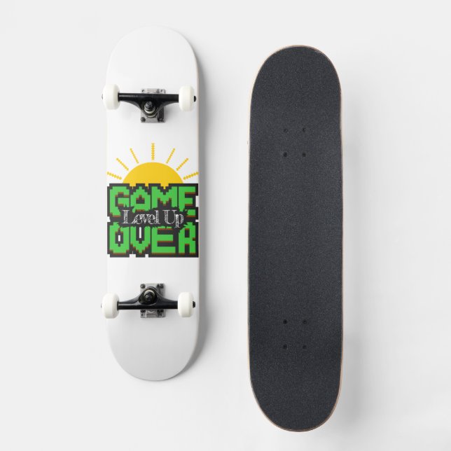 Game Over, beleb retro Spiele mit, Level Up Skateboard (Vorderseite)
