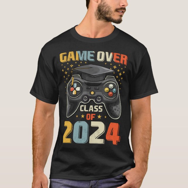 Game Over Class Of 2024 Graduation Happy Last Day  T-Shirt (Vorderseite)