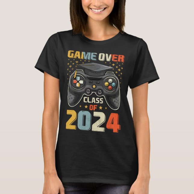 Game Over Class Of 2024 Graduation Happy Last Day  T-Shirt (Vorderseite)
