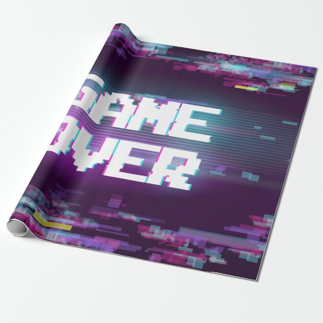 Game Over Concept Illustration mit Glitch Effekt. Geschenkpapier (Ungerollt)