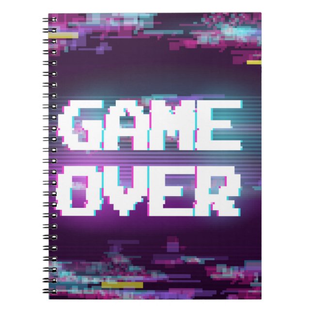 Game Over Concept Illustration mit Glitch Effekt. Notizblock (Vorderseite)
