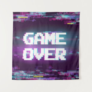 Game Over Concept Illustration mit Glitch Effekt. Wandteppich