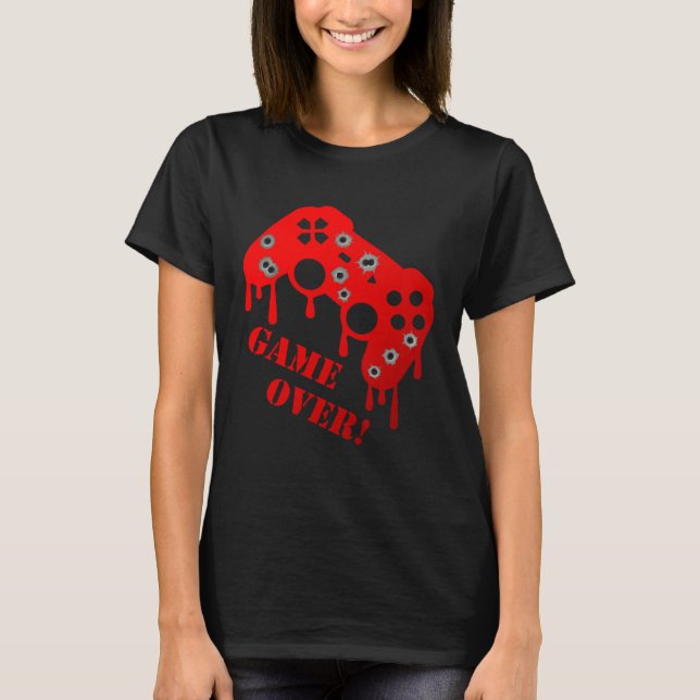 Game Over Gamer Player Console Video Games Player T-Shirt (Vorderseite)