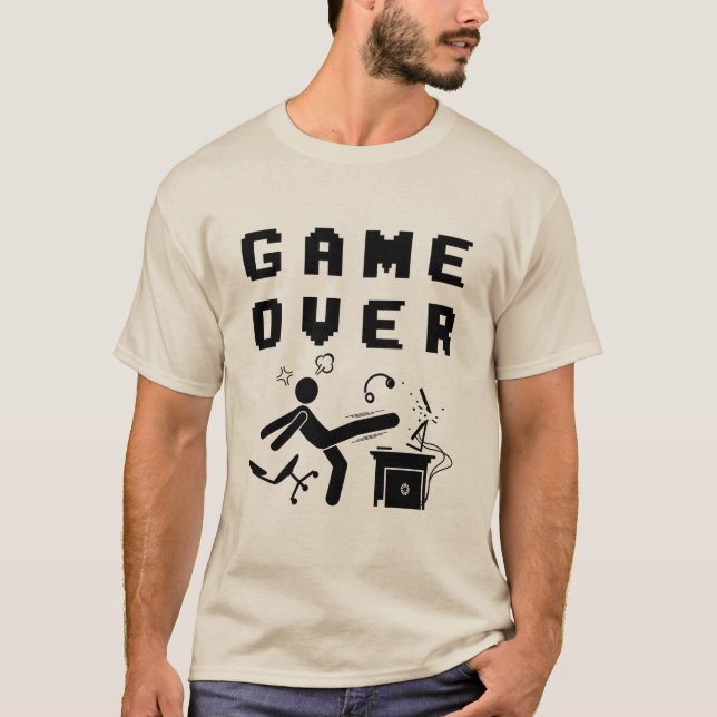 Game Over Gamer Rage Funny Gaming Humor Design T-Shirt (Vorderseite)