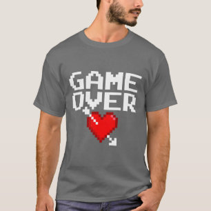 Game Over Gamer Valentine 8 Bit Gaming Pixel Herz T-Shirt