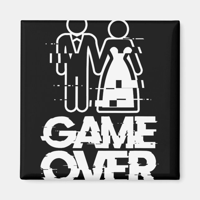 Game Over Glitch Bride Groom Funny Wedding Magnet (Vorne)