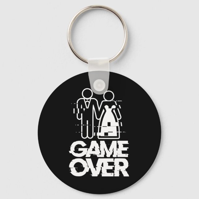 Game Over Glitch Bride Groom Funny Wedding Schlüsselanhänger (Vorderseite)