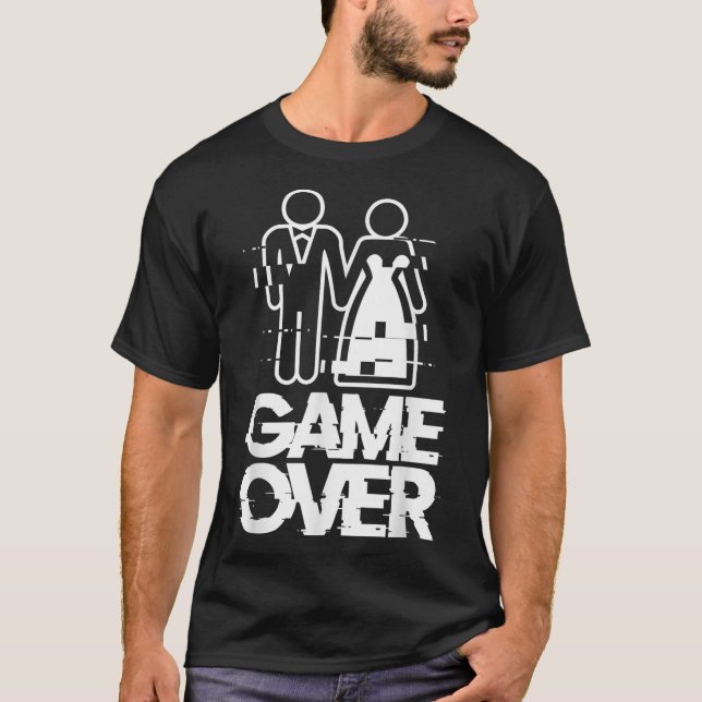 Game Over Glitch Bride Groom Funny Wedding T-Shirt (Vorderseite)