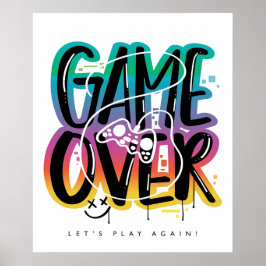 Game over graffiti joystick gamer poster